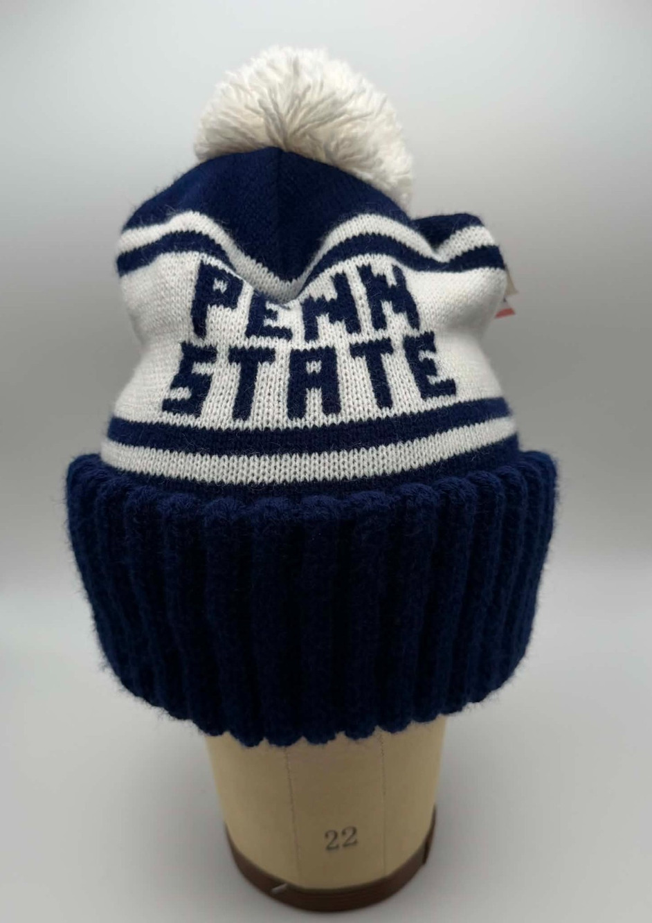 Penn State Nittany Lions Vintage Knit Winter Pom Pom Beanie Ski Hat Blue White